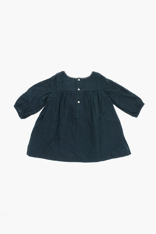 Vestito In Lana e Cotone con Ricamo Floreale