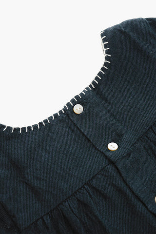 Vestito In Lana e Cotone con Ricamo Floreale