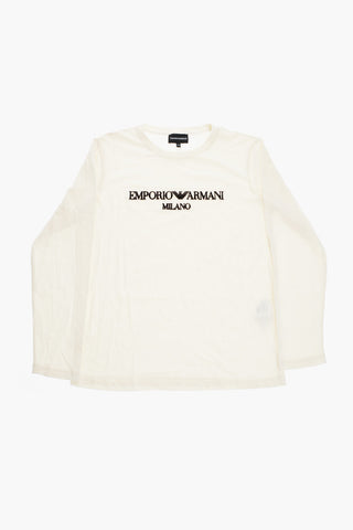 EMPORIO Long Sleeve Crew-Neck T-shirt with Velvet Logo