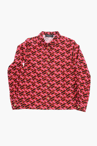 Camicia Stampa Geometica con Bottoni Dorati