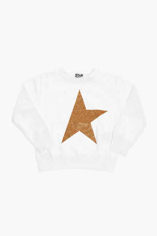 Brushed Cotton Crew-neck Sweatshirt with Glitter Details