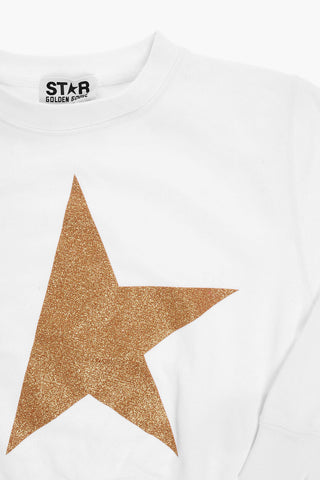 Brushed Cotton Crew-neck Sweatshirt with Glitter Details