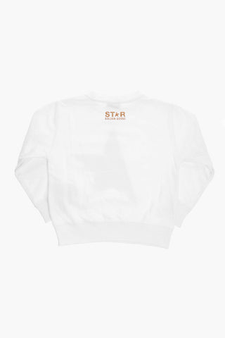 Brushed Cotton Crew-neck Sweatshirt with Glitter Details
