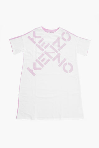 Two-Tone Tee Dress with Printed Logo