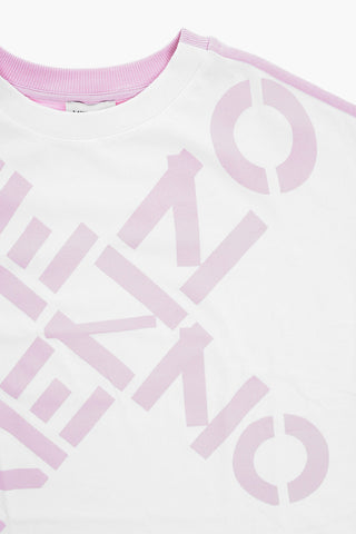 Two-Tone Tee Dress with Printed Logo