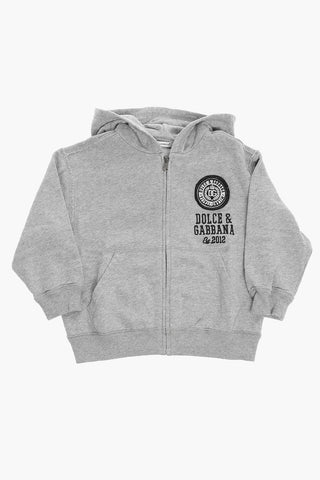 Brushed Cotton Sweatshirt with Hood and Zip Closure