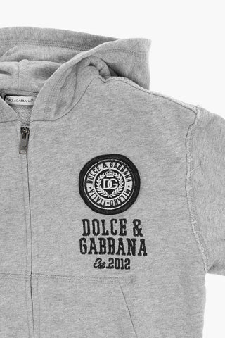 Brushed Cotton Sweatshirt with Hood and Zip Closure