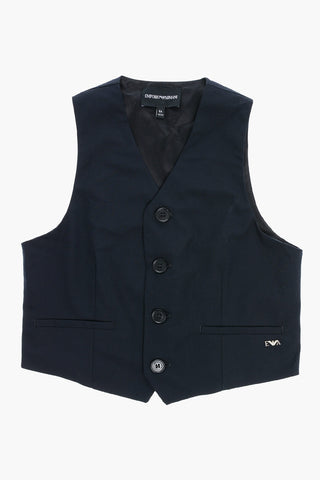 EMPORIO Solid Color Waistcoat with 4-Buttons