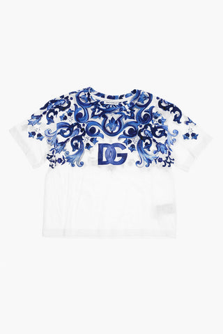 Crew-Neck T-shirt with Baroque Motif