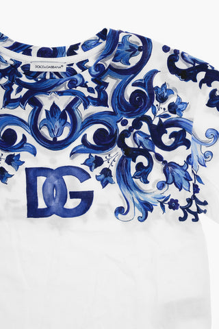 Crew-Neck T-shirt with Baroque Motif