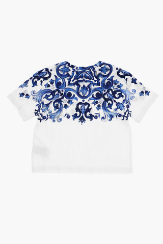 T-shirt Girocollo con Motivo Barocco