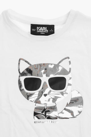 Long Sleeve Crew-neck T-Shirt with Choupette Print
