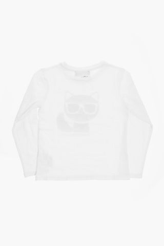 Long Sleeve Crew-neck T-Shirt with Choupette Print