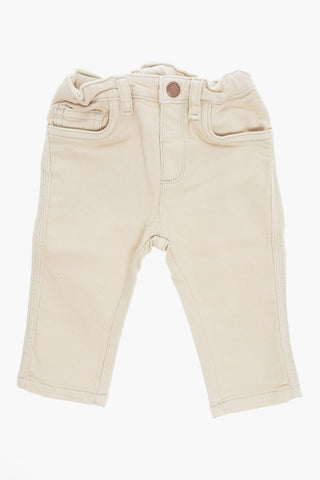Pantaloni in Twill di Cotone con Bottone Logato