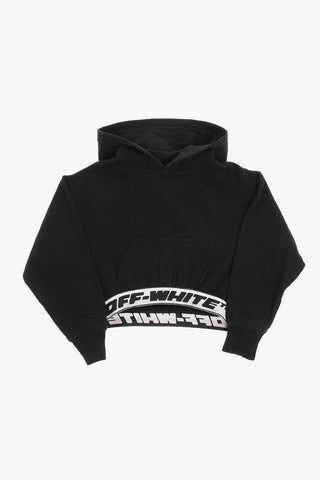 Felpa Hoodie Crop con Tasca a toppa