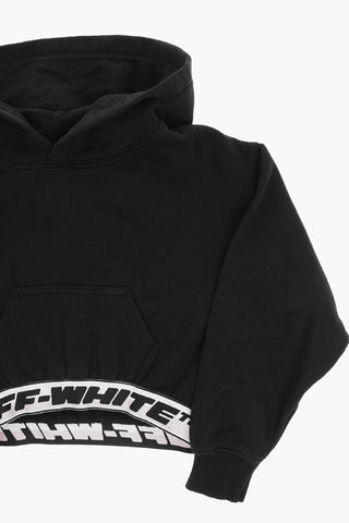 Felpa Hoodie Crop con Tasca a toppa
