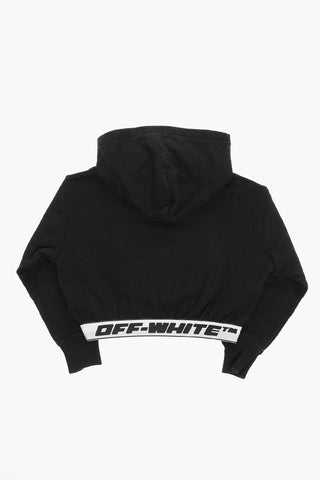Felpa Hoodie Crop con Tasca a toppa