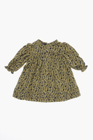 Floral-Motif Velvet Dress