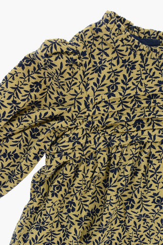 Floral-Motif Velvet Dress
