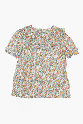 Floral-Motif Shirt with Ruffles
