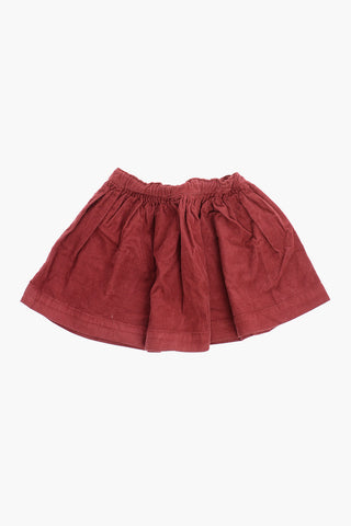 Gonna Svasata in Velour a Coste con Elastico in Vita