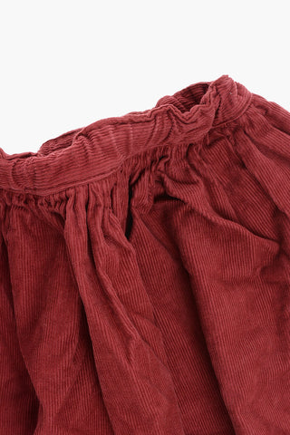 Gonna Svasata in Velour a Coste con Elastico in Vita