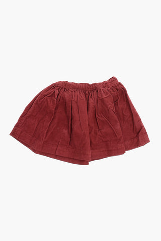 Gonna Svasata in Velour a Coste con Elastico in Vita