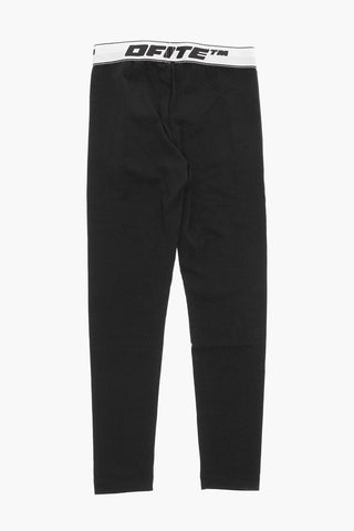 Stretch Cotton Leggings with Logoed Elastic Band