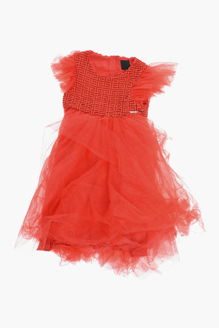 Lurex Tulle Dress with Monogram Embroidery