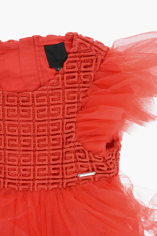 Lurex Tulle Dress with Monogram Embroidery