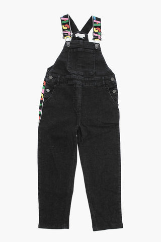Salopette in Denim con Logo Laterale