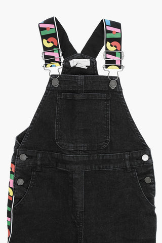 Salopette in Denim con Logo Laterale