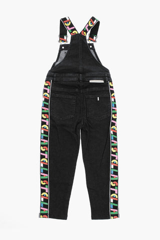 Salopette in Denim con Logo Laterale