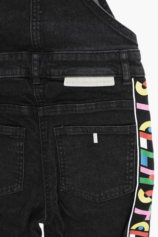 Salopette in Denim con Logo Laterale