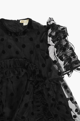 Polka Dot Silk Dress with Ruffles