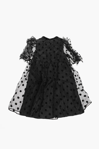Polka Dot Silk Dress with Ruffles