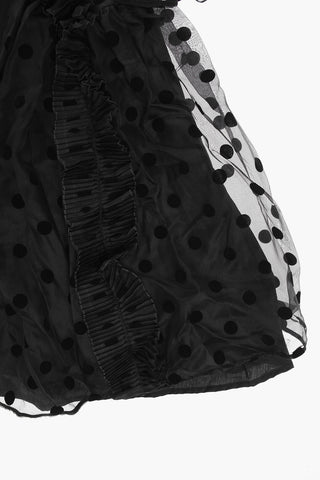Polka Dot Silk Dress with Ruffles