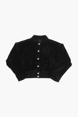 Bomber in Velour con Bottoni Argentati