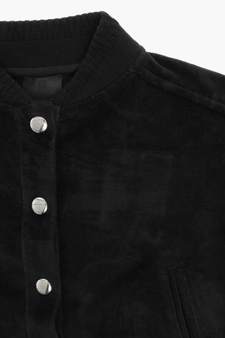 Bomber in Velour con Bottoni Argentati