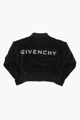 Bomber in Velour con Bottoni Argentati