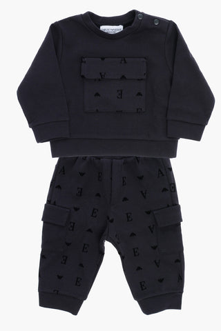 EMPORIO Set Felpa e Joggers in Tinta Unita con Monogram All-Over