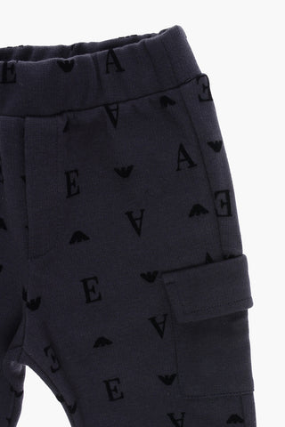 EMPORIO Set Felpa e Joggers in Tinta Unita con Monogram All-Over