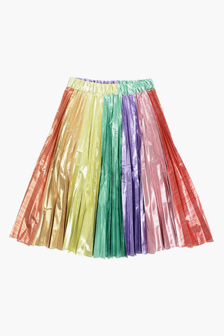 Multicolor Pleatd Flared Skirt