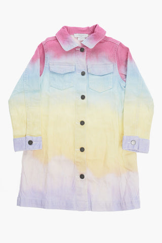 Gradient Effect Denim Jacket with Logoed Buttons