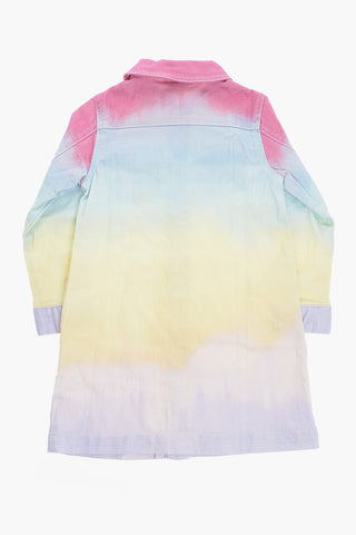 Gradient Effect Denim Jacket with Logoed Buttons