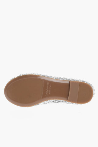 Solid Color Sequined Ballet Flats with Metal Logo