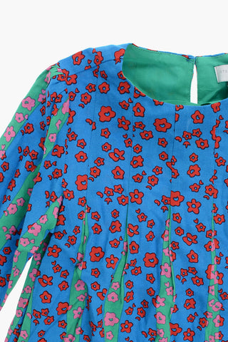 Floral Printed Two-Tone Dress