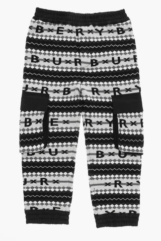 Pantaloni Cargo in Lana con Logo 