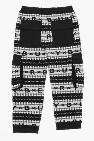 Pantaloni Cargo in Lana con Logo 