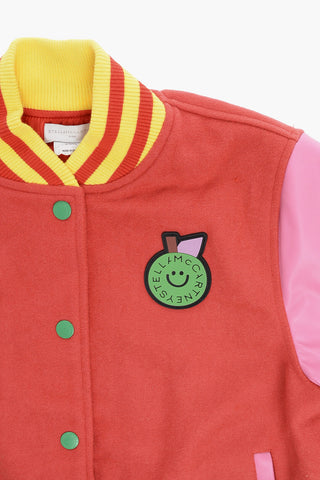 Giubbotto Varsity con Manica in Ecopelle e Patch a Contrasto